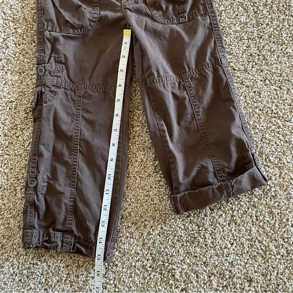 Justice Cargo Pants Girls 6 Slim Brown Roll Up Straight Leg Cropped Play Y2K